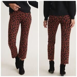 Marine Layer Valencia Pant Kick Flare Leg Cheetah Animal Print Brown NWT XS